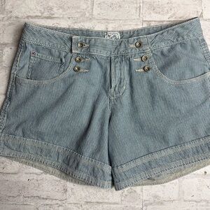 Lucky Brand Engineer Denim Jean Shorts Blue Ivory Striped EUC 8 29 💯 Cotton😍